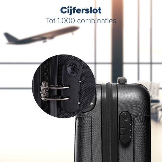 TRVLMORE Handgepäck Koffer - 54x36x20 cm - 38L - Geeignet für Flugzeugkabine - Schwarz