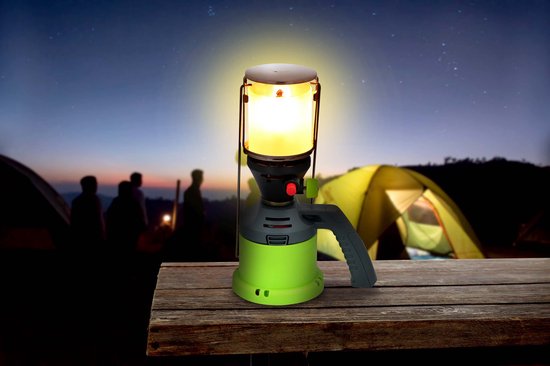 Kinzo Gaslampe – Campinglampe mit Gasbetrieb – Mit Piezo-Zündung und Tragegriff – Inklusive 3 Gasschläuche – 500 W