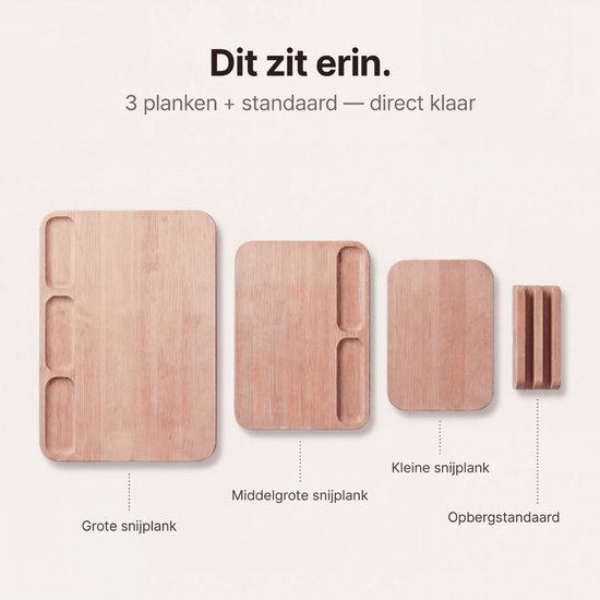 Safecourt Kitchen 3-teiliges Schneidebrett-Set aus Holz [100% frei von Mikroplastik] - inklusive Aufbewahrungsständer - FSC-zertifiziertes Birkenholz