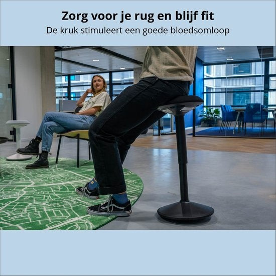 Bckz Wackelhocker - Höhe 55-80cm - Ergonomischer Bürostuhl - Sattelhocker - schwarz