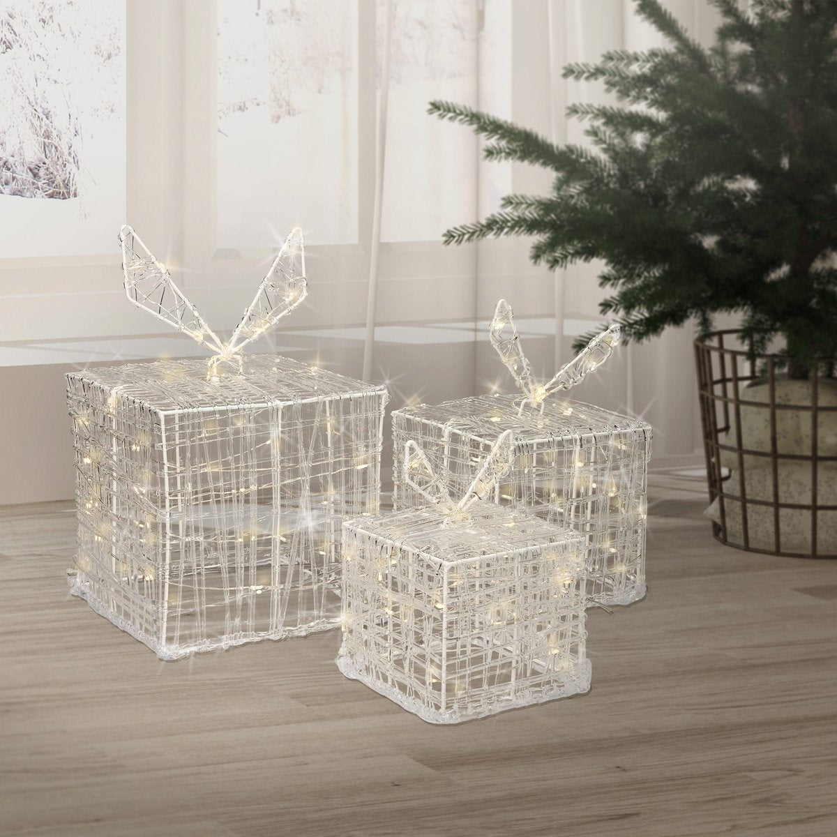 Nampook Weihnachtsbeleuchtung Geschenkboxen - 90 LED - 3 Stück mit verschiedenen Größen