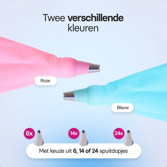 Spritzbeutel mit Tüllen | wiederverwendbar | 24 Tüllen | rosa