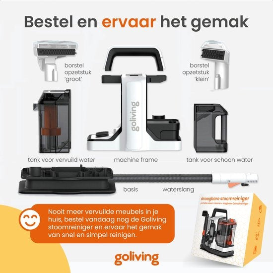 Goliving - Teppich-/Fleckenreiniger - 450W - 1,5m Schlauch - mit Zubehör - Weiß