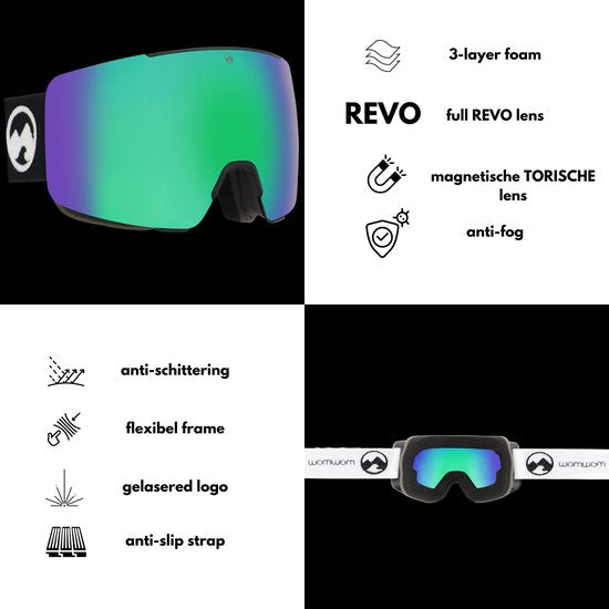 MowMow LOCAL Skibrille Männer L/XL + Extra Scheibe - Magnetisch - Bio-Frame - R-Strap - UV400