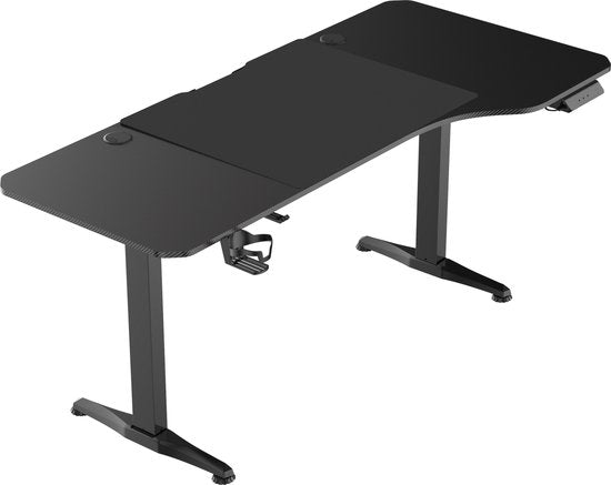VDD Gaming – Schreibtisch – Gaming-Schreibtisch – Sitz-Steh-Schreibtisch – elektrisch höhenverstellbar – Sitz-Steh-Schreibtisch – Gaming-Schreibtisch – Computertisch – 160 x 75 cm – schwarz – maximale Höhe 117 cm