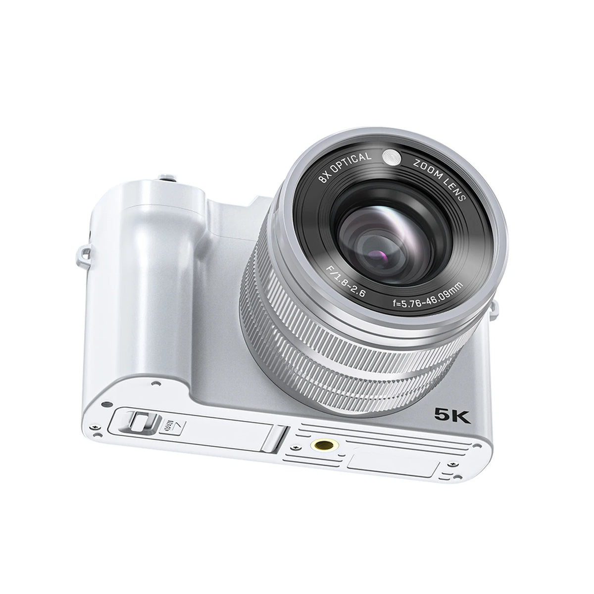 Songdian-Digitalkamera – 5K und 64 MP – 8-facher optischer Zoom – Weiß