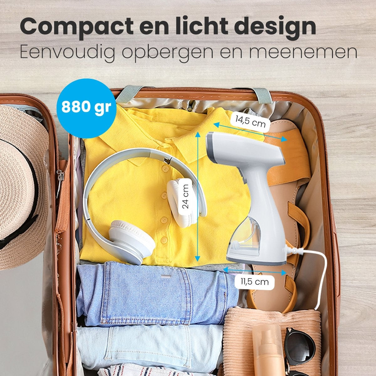 Auronic - Tragbarer Dampfglätter - für Kleidung und Möbel - 300ml - 20min Dampfdauer - Weiß