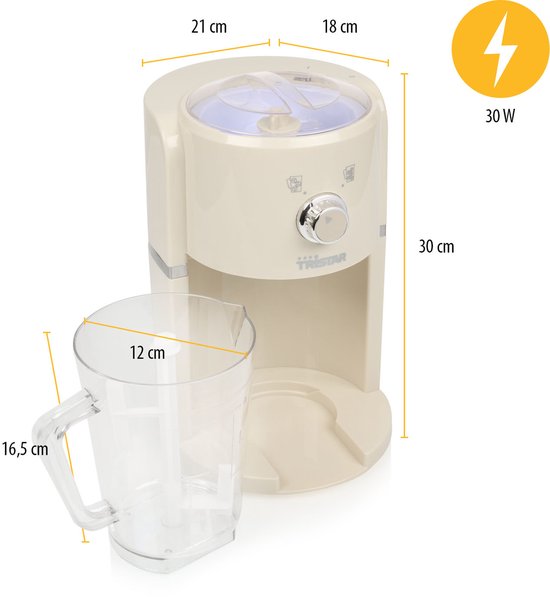 Tristar KD-7310 - Eiscrusher Slushy-Maschine - 30W - 1,1 Liter - Creme weiß