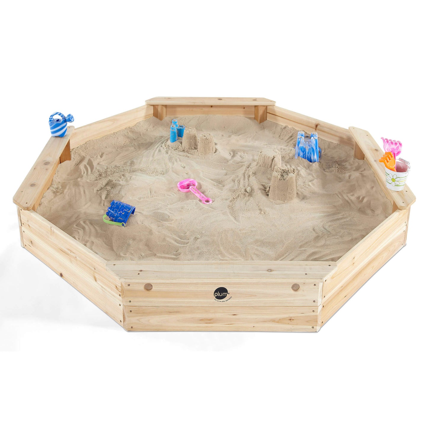Plum Play Riesensandkasten aus Holz mit Deckel 1,5 x 1,5 m - Naturholz