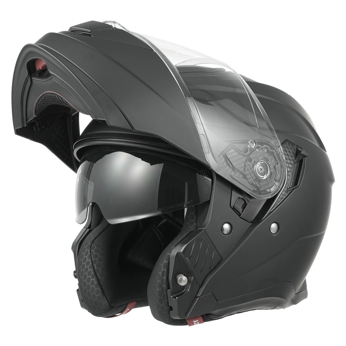 MY Flip-Up-System-Motorradhelm – ECE 22.06-zertifiziert – Größe M – Mattschwarz und Silber – ABS