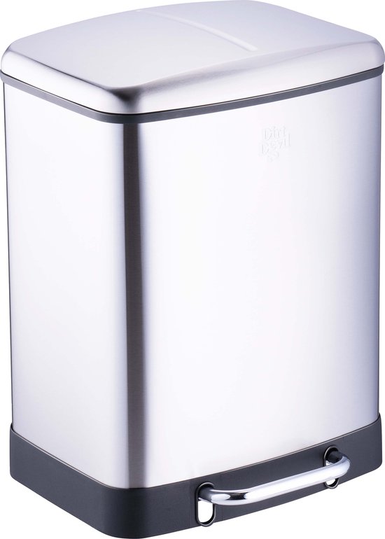 Dirt Devil Tretmülleimer 12 Liter - Abfalleimer Badezimmer - Edelstahl - Silber