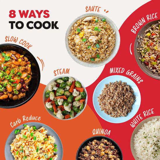 Instant Pot Reiskocher & Dampfgarer 4,8 l – 8 Programme – Slow Cooker – Anbraten – CarbReduce-Technologie – Bis zu 20 Portionen – Mehrkorn