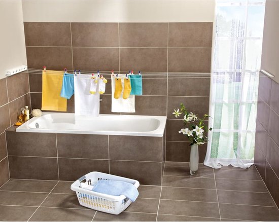 Leifheit Wandtrockner Rollfix 210 Longline – 21 m Trockenlänge – zum Aufhängen – weiß
