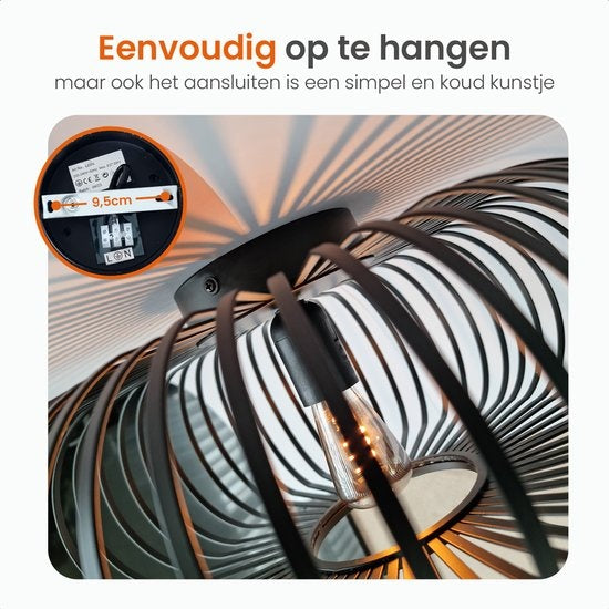 Goliving Deckenleuchte - Deckenleuchte - E27 - Metall - Bamboo Look - Ã˜ 40 cm - Schwarz