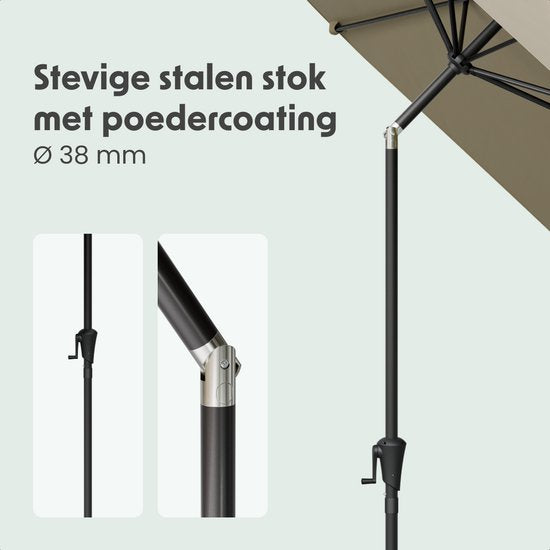 LifeGoods Sonnenschirm - Garten - Ø350 cm - 30° neigbar - Wasserdicht - UPF50+ - Taupe