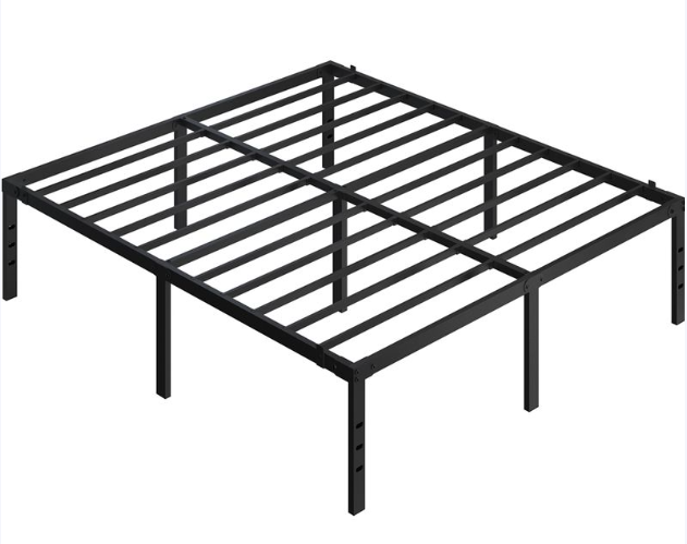 Yaheetech Doppelbett aus Metall – Schwarz – 201 x 181 x 41,5 cm – Matratze 180 x 200 cm, mit Lattenrost