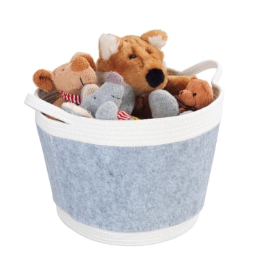 WENKO Bea Aufbewahrungskorb Schwarz – Ø 35 x 26 cm – Baumwolle/Polyester