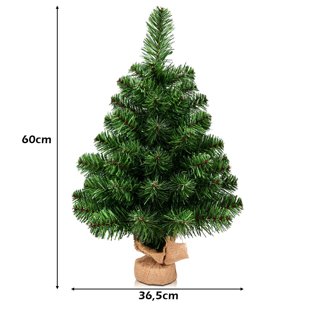 Küste künstlicher Weihnachtsbaum Tannenzweig pvc - 60 cm - grün - Zementsockel - voll naturgetreue Zweige