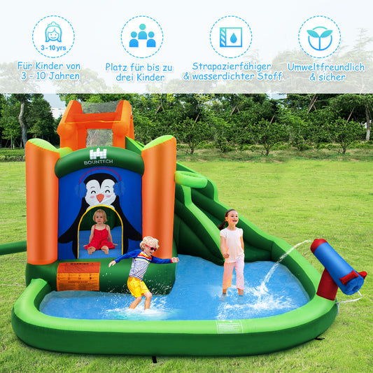 Coast Bouncy Castle met een glijwaterpark voor natte en droge toepassing 370 x 300 x 190 cm groen
