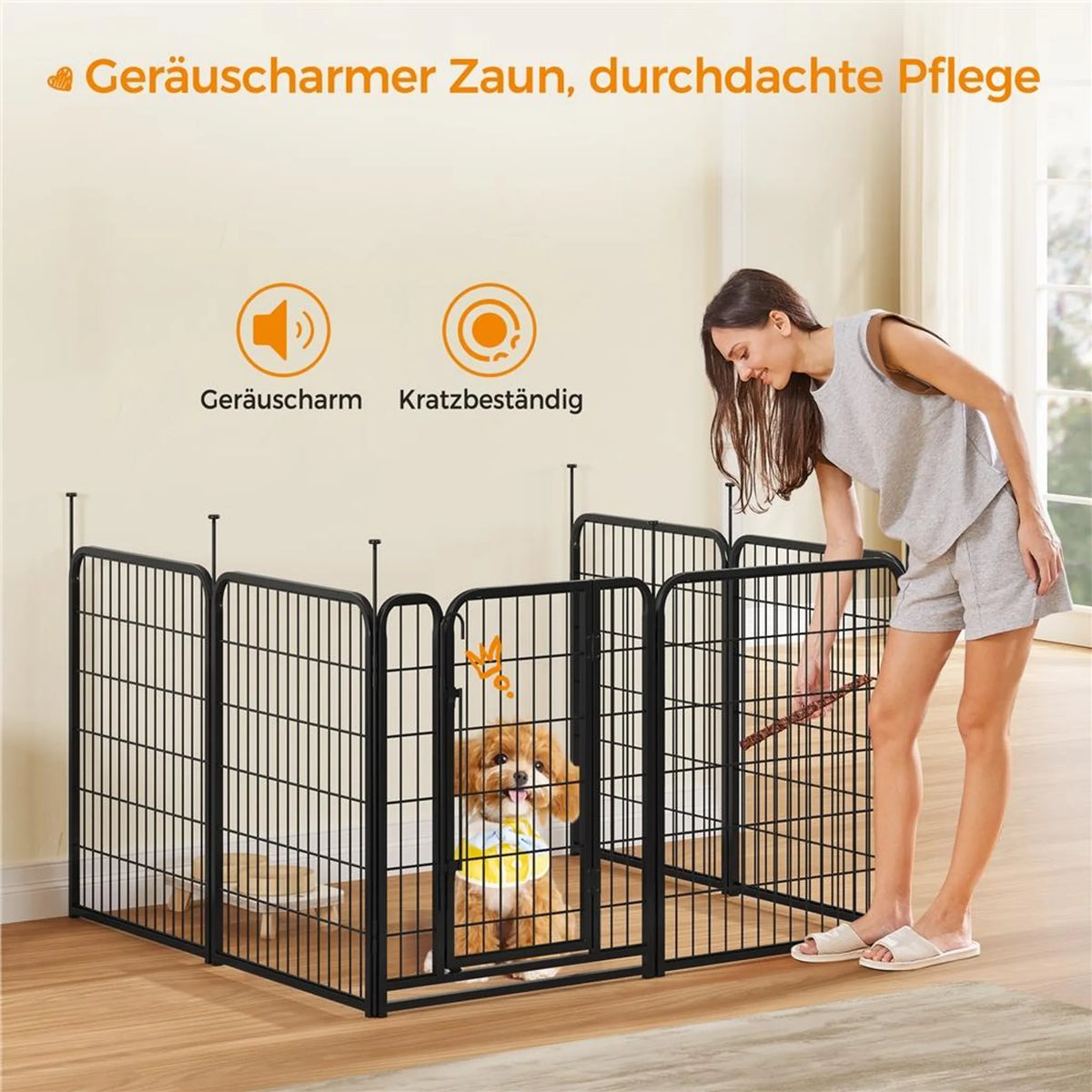 Yaheetech – Sicherer und flexibler Hundepark mit 6 Elementen, 80 cm – Mattschwarz – Metall