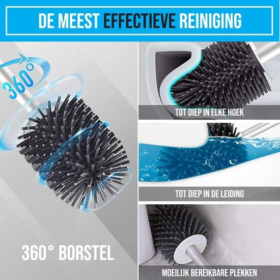 Strex Toilettenbürste Silikon mit Halter - Schnell trocknend, hygienisch und antibakteriell - Toilettenbürste - Toilettenbürstenhalter