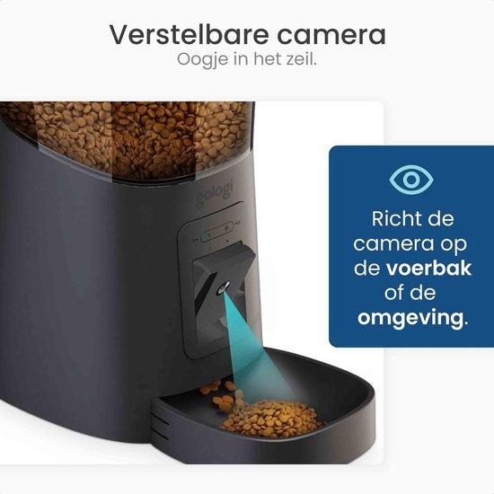 Gologi Futterautomat Katze - Futterautomat - Futterautomat für Hunde & Katzen - Futterspender - Mit Full HD Kamera - Mit App - Schwarz