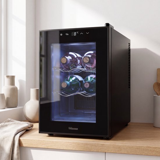 Tristar WR-7506 – Weinkühlschrank für 6 Flaschen – Weinklimaschrank – 5 ⁰C bis 18 ⁰C – Schwarz