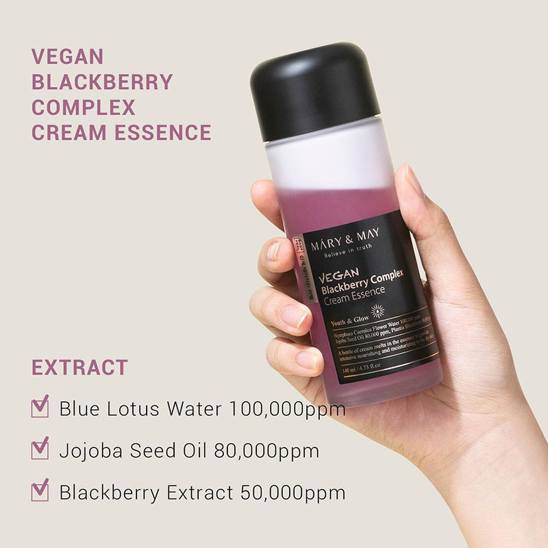 Mary&May Vegane Brombeer-Komplex-Creme-Essenz - 140 ml - Intensiv feuchtigkeitsspendende Creme-Essenz