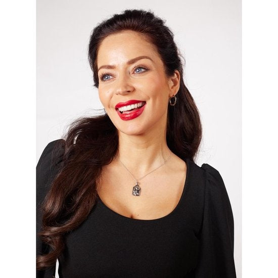 Laura Ferini Damen Halskette Faccina Silber - Silber Halskette mit Anhänger - 18K Weißgold vergoldet - Halskette - Halskette - Schmuck - Accessoires - Damen Halskette mit Anhänger