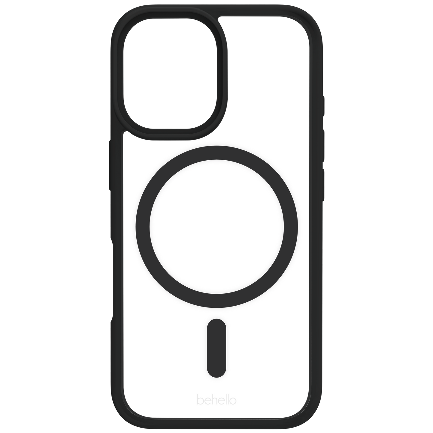 BeHello Tasche iPhone 16 - MagSafe Magnetischer Ring - Transparent/Schwarz