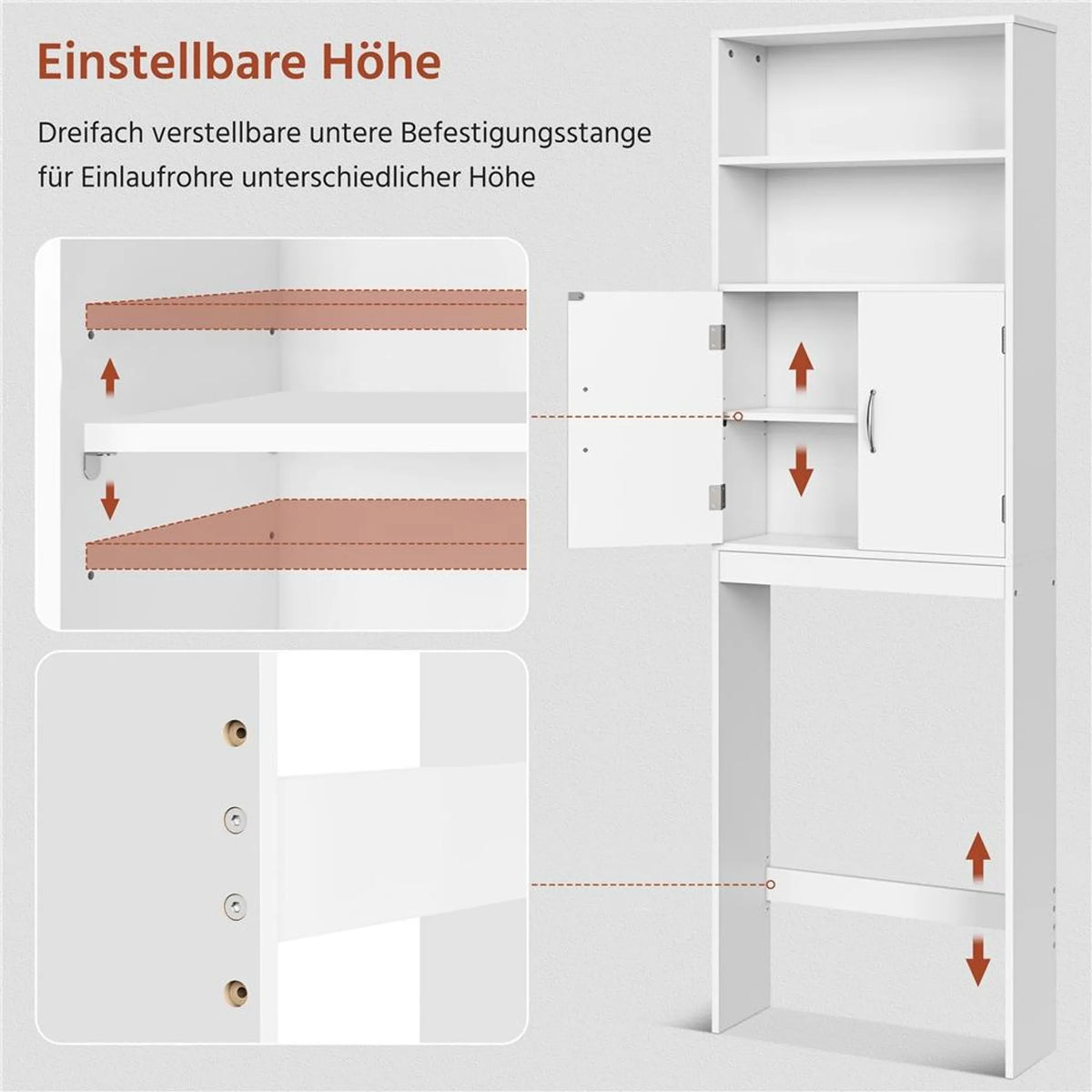 Yaheetech Toilettenschrank und Waschmaschinenschrank – 195 cm hoch – 72 x 20 cm – Weiß