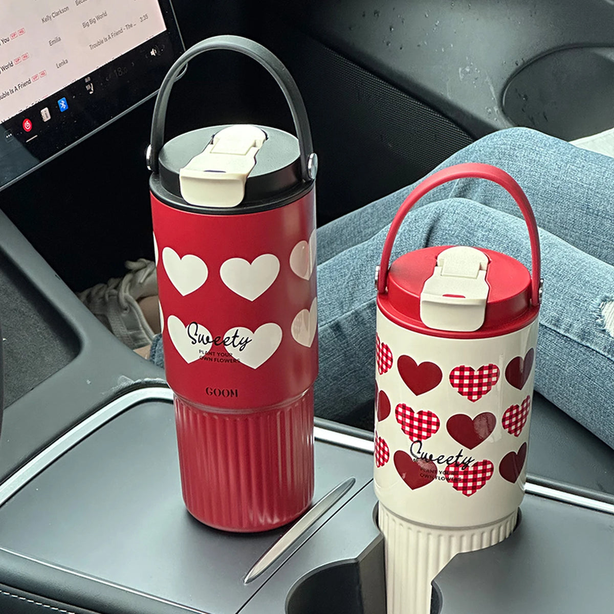 GOOM Worth-Serie Trinkbecher – 780 ml – Rot – Edelstahl – Mit Teesieb und Tragegriff
