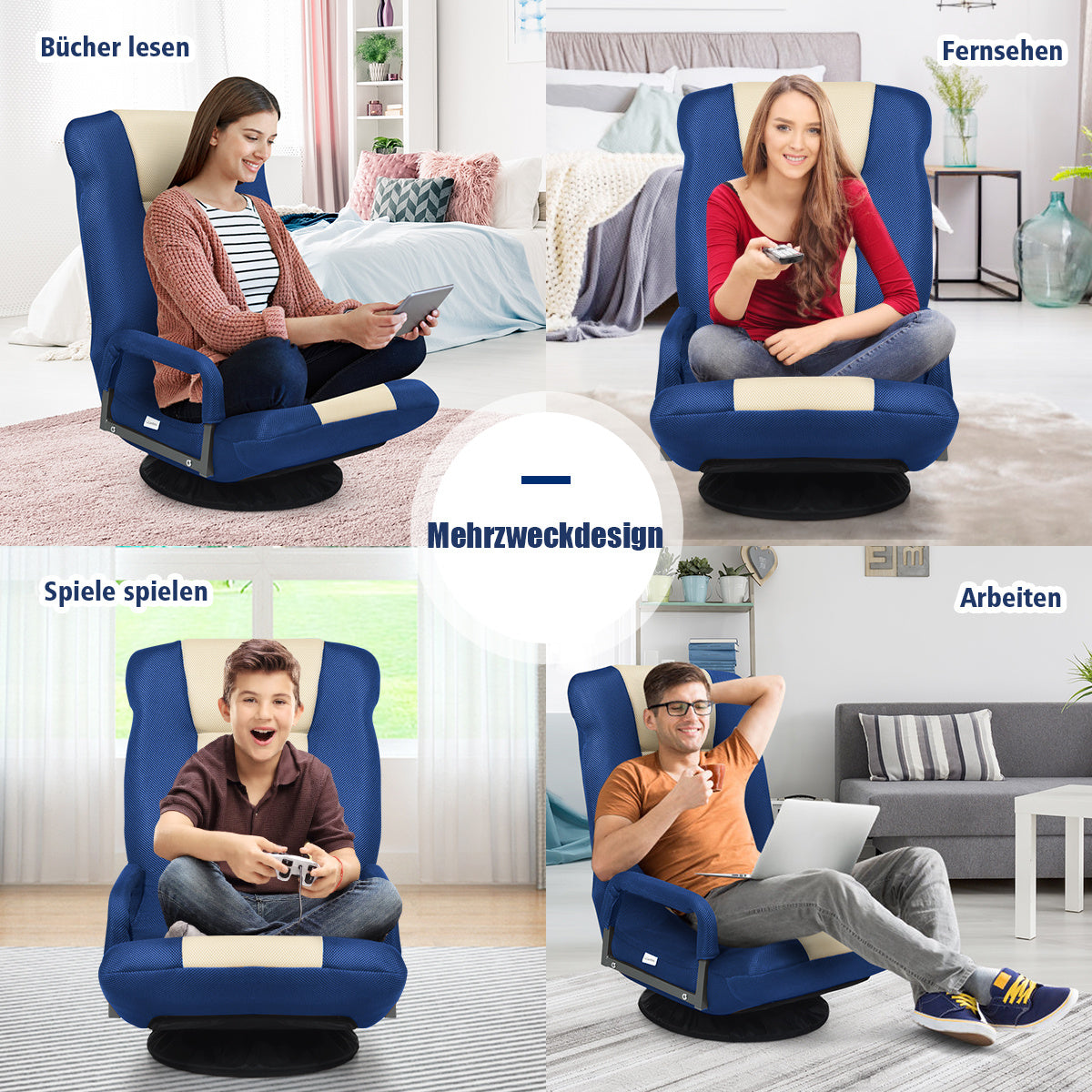 Coast vloerstoel roteerbare vloer leunstoel ontspanning fauteuil vloert bank lui bank blauw