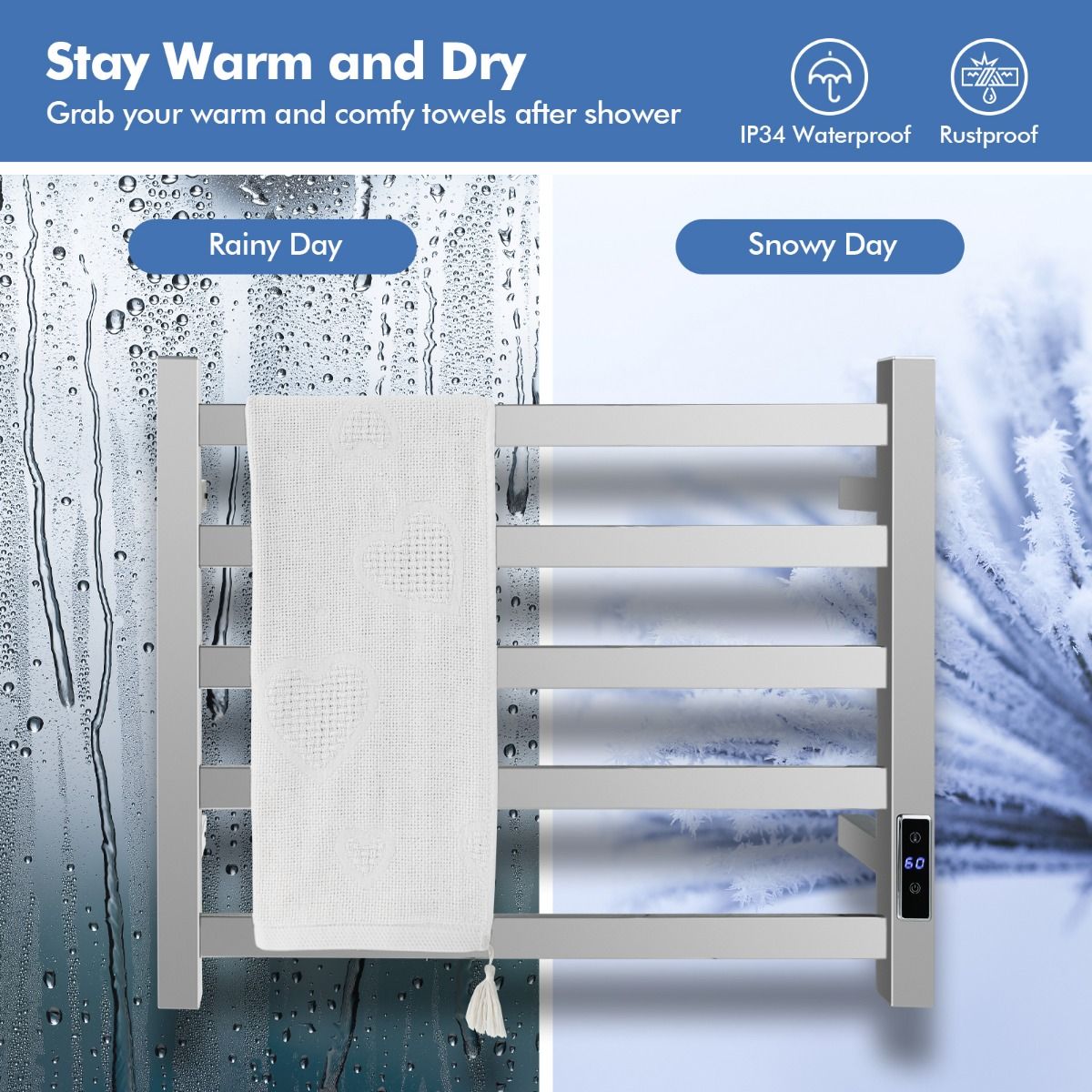 Coast Handtuchwärmer - bis zu 60°C - 55 x 11 x 45 cm - Silber