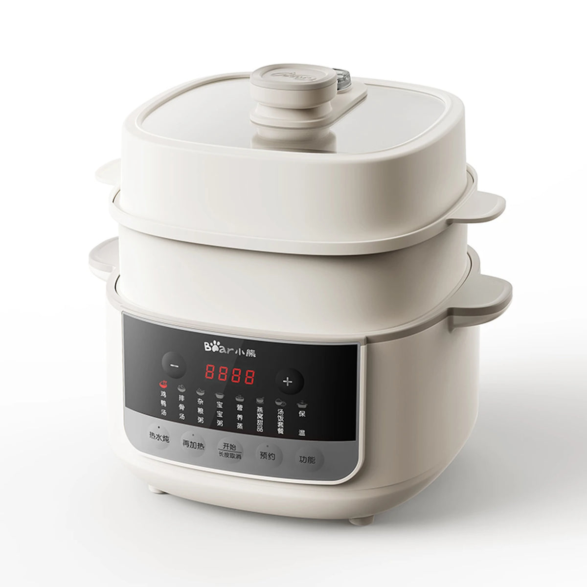 Bear Elektrischer Dampfkochtopf 2,5 l mit Dampfkorb und Glasdeckel – 32,8 × 27,1 × 31 cm