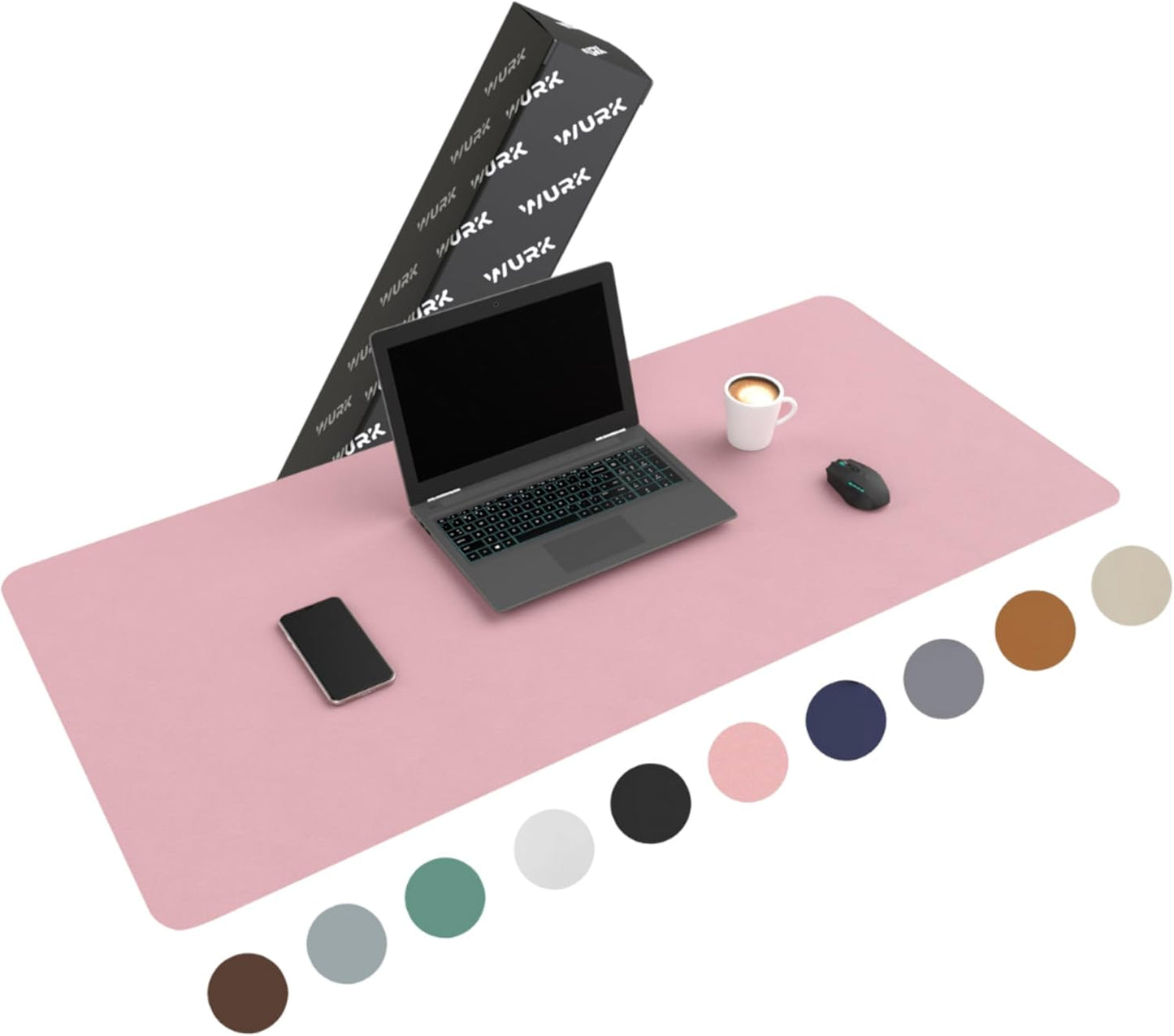 WURK Professional Schreibtischunterlage - 120 x 60 cm - XXL-Mauspad - Schreibtischunterlage aus Kunstleder - Große Schreibtischunterlage - Pink