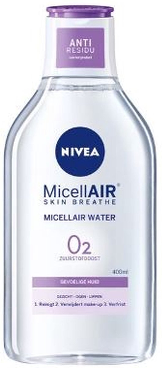 NIVEA 0 % Rückstände freies Mizellenwasser für empfindliche Haut – 5 x 400 ml – Vorteilspackung