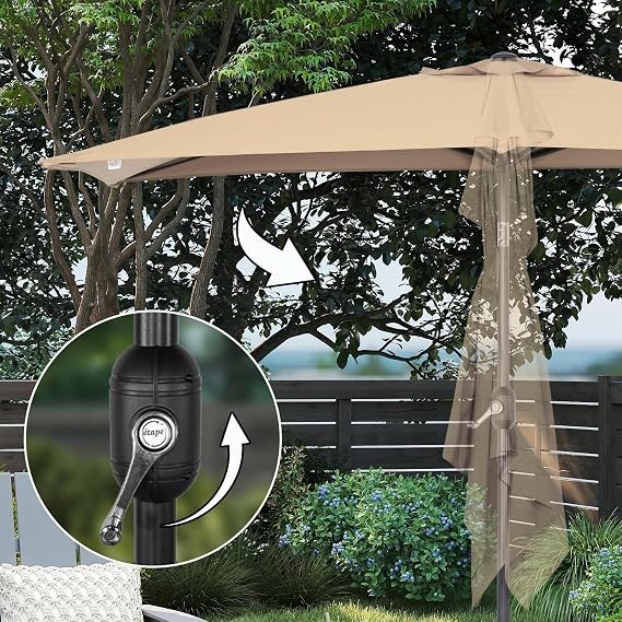 Angel Living Quadratischer Gartenschirm 2,5 x 1,3 m – Beige, Terrakotta, Creme oder Grau – UV-Schutz UPF 50+