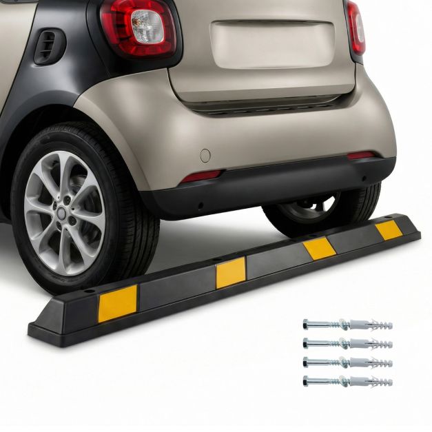 Coast Rubber Wheel Stopper Einparkhilfe mit gelben reflektierenden Streifen Parkplatzstopper für Garage