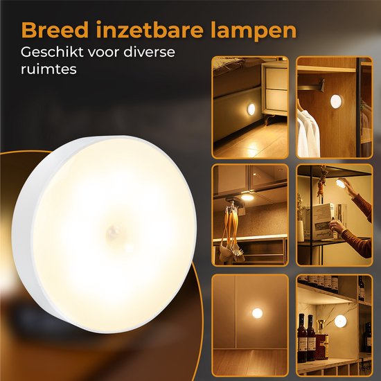Nuvance - Kabellose Led-Leuchte - 2 Stück - Warmweißes Licht - Magnetisch - Tag- und Nachtsensor - Wiederaufladbar über USB - Schrankleuchte - Wandleuchte
