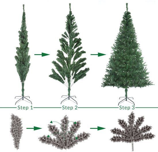 Casaria Weihnachtsbaum 180 cm - Inkl. LED-Weihnachtsbeleuchtung PE Grün