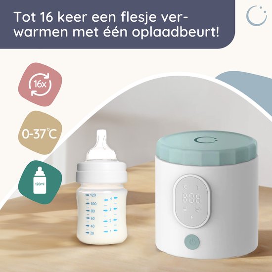 Numsy Tragbarer Flaschenwärmer für unterwegs - kabellos - inkl. 6 Adapter - 4 Temperaturstufen