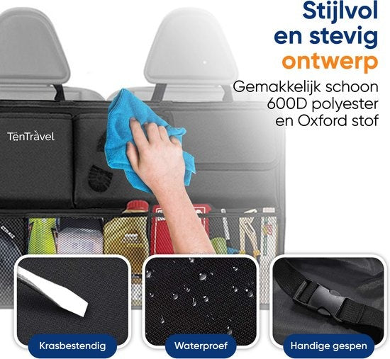 TenTravel Kofferraum-Organizer - Auto-Organizer Kofferraum - Autositz-Organizer - wasserdicht und kratzfest - mit 9 Ablagefächern