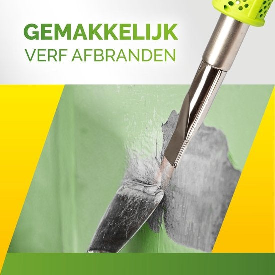 Kinzo Elektrischer Unkrautbrenner - Unkrautentferner 2000W - bis zu 650Â°C - Multifunktional - Umweltfreundlich - Inklusive Aufsätze - Grün/Grau