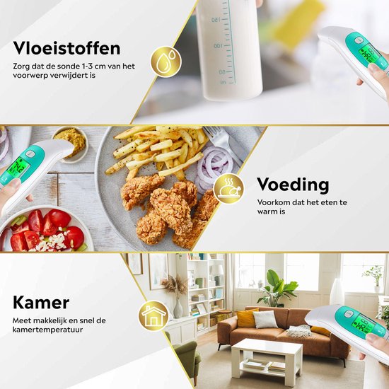 MostEssential Premium Fieberthermometer - Ohrthermometer - Infrarotthermometer - Stirnthermometer - Körperthermometer - Fieberthermometer für Erwachsene, Kinder und Babys - berührungslos - 20M