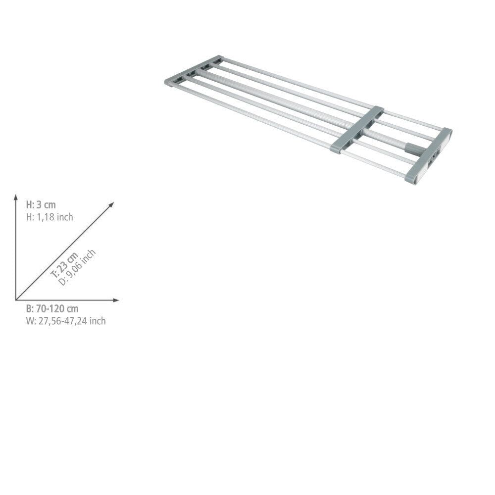 WENKO Teleskop-Klammerregal Grau/Silber – 70–120 cm – Ohne Bohren