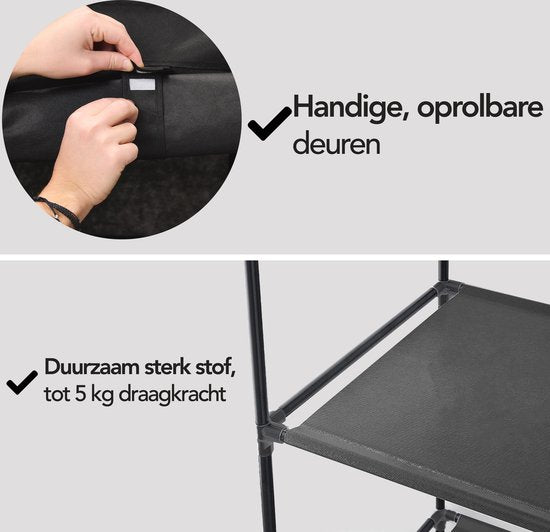 Brixy Wardrobe - Kleiderschrank - XXL - Kleiderschrank faltbar - 175 x 170 x 45cm - Campinggarderobe - Faltbarer Kleiderschrank aus Stoff - Schwarz