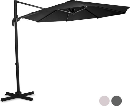 VONROC Premium Floating Parasol Bardolino Ø300cm - Inkl. Kreuzfuß & Schutzhülle - Runder Sonnenschirm - 360° drehbar - Neigbar - UV-beständiges Tuch - Schwarz