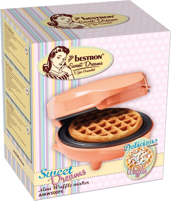 Bestron Waffeleisen – AMW500PE – 550 W – Mini-Waffeln – Antihaftbeschichtung – Orange – 5 Jahre Garantie