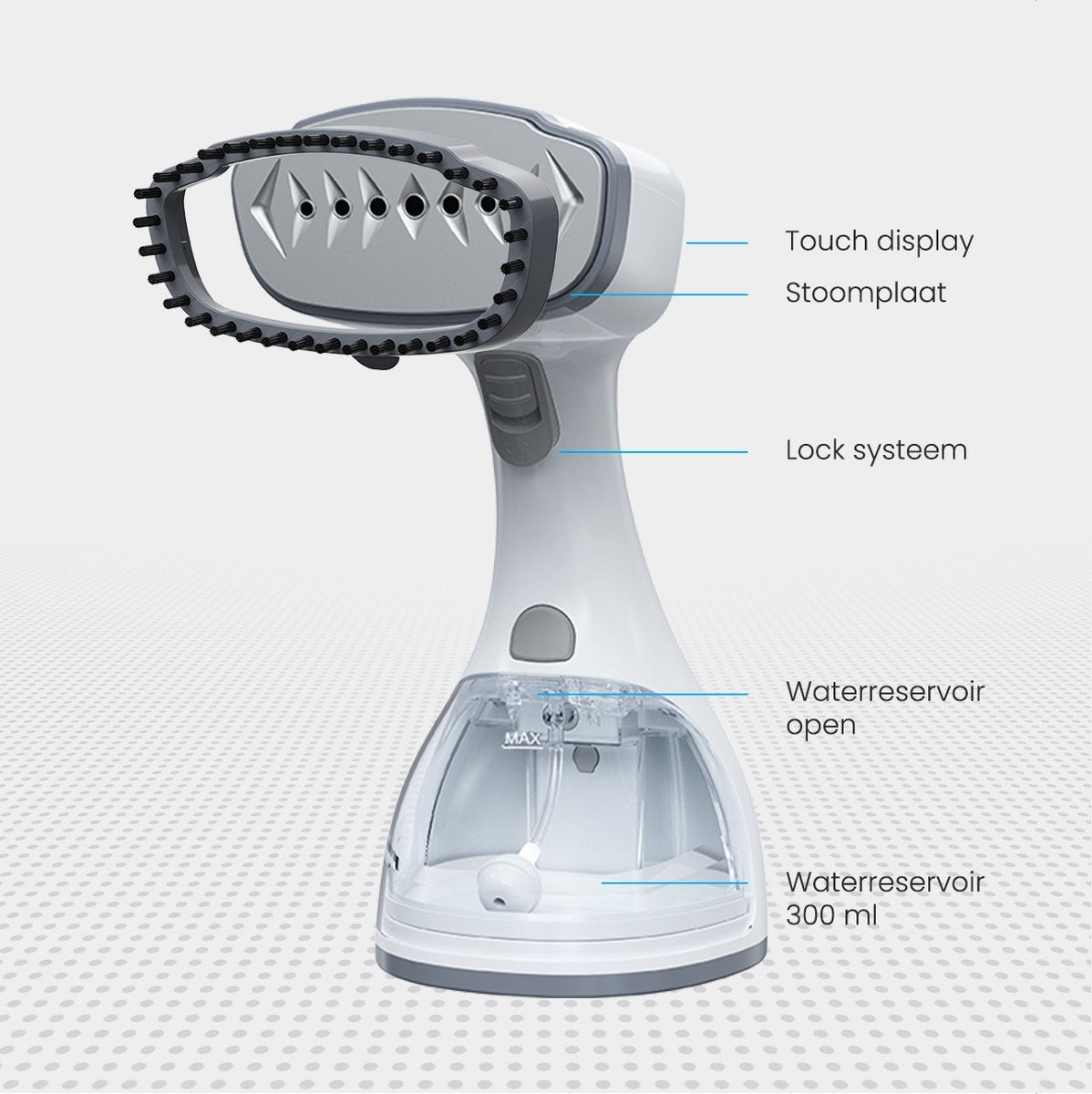 Auronic - Tragbarer Dampfglätter - für Kleidung und Möbel - 300ml - 20min Dampfdauer - Weiß